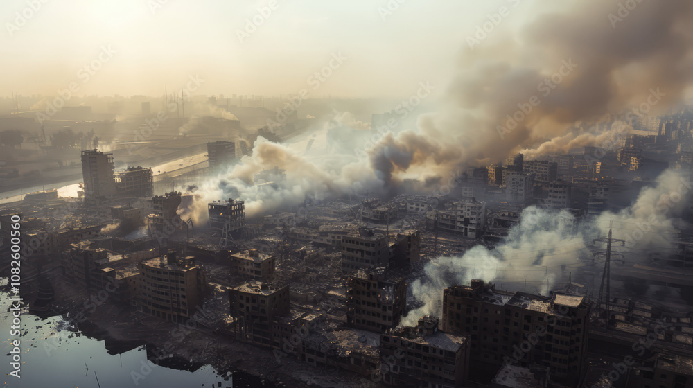 Fototapeta premium City destroyed during a war