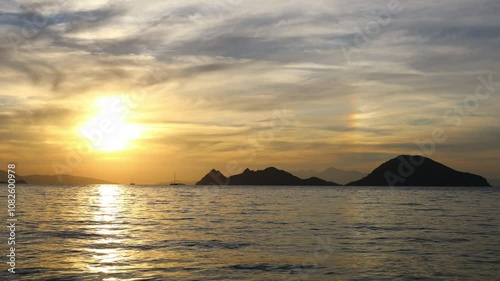 Wallpaper Mural Seaside town of Turgutreis and spectacular sunsets. Bodrum, Turkey. One half of a sun dog phenomen in Bodrum. Parhelia.  Torontodigital.ca