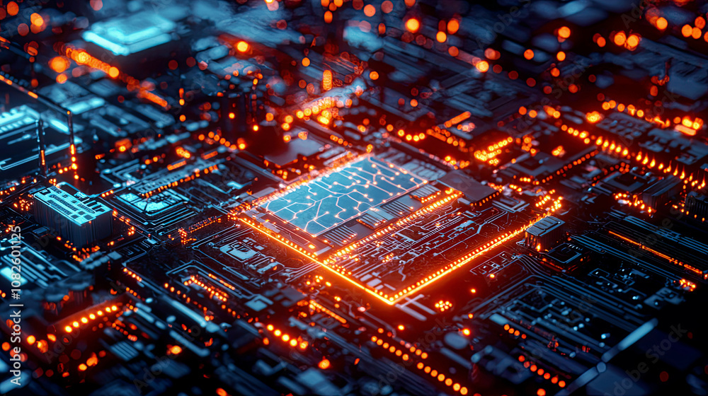Obraz premium Glowing AI-driven cybersecurity infrastructure visualized with intricate encryption firewalls