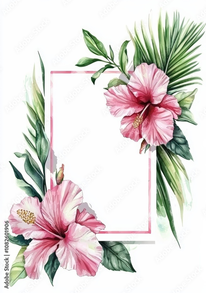 Obraz premium Pink hibiscus frame