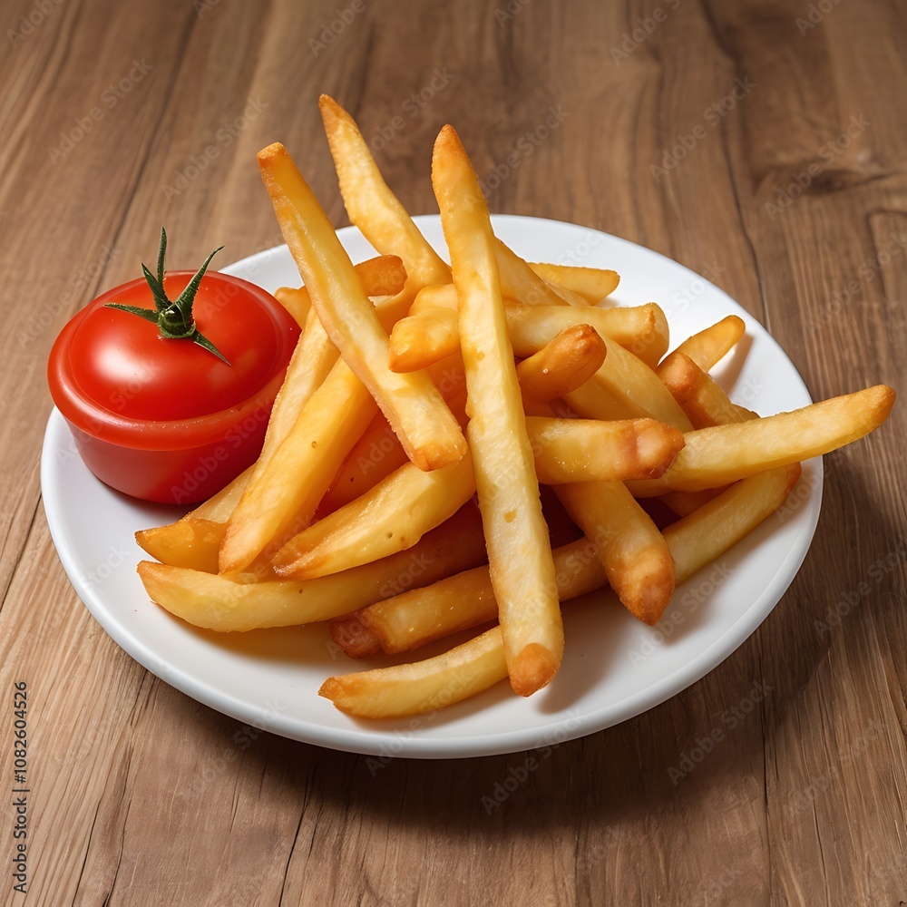 Delicious French fries with cheese tomato fried Served Delicious French fries with cheese tomato fried Served