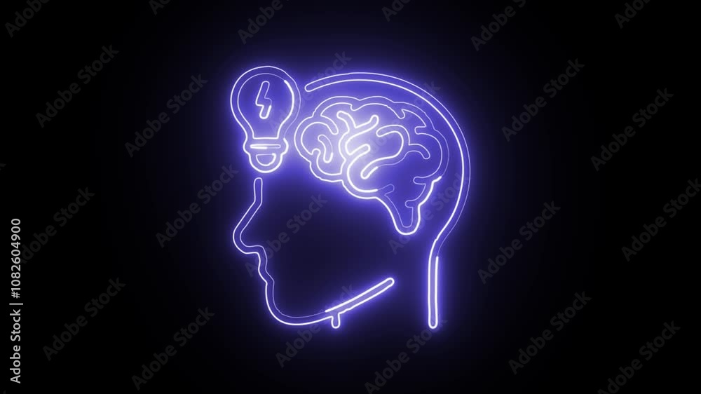 glowing neon critical thinking icon isolated on black background with HD video and motion graphics glowing neon critical thinking icon isolated on black background with HD video and motion graphics