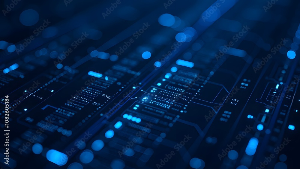 A captivating abstract background with mesmerizing blue digital lights and intricate circuit designs A captivating abstract background with mesmerizing blue digital lights and intricate circuit designs