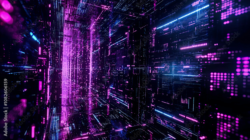 Fototapeta premium Glowing holographic encryption systems protecting advanced cloud networks, intricate digital firewalls