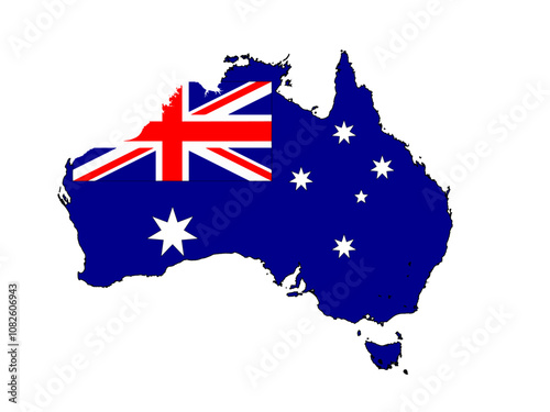 Australia country map flag outline