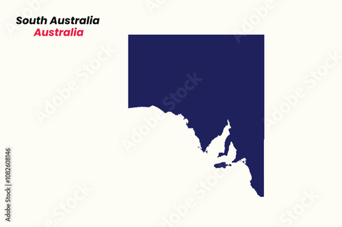 Map of South Australia, Map of South Australia with fill colour, Map of Australia state South Australia Vector Illustration, Australia.
