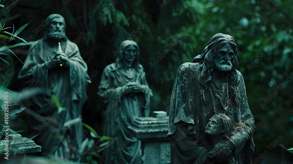 A cursed, overgrown garden, with tangled vines and dark, eerie atmosphere, surrounded by ancient ruins and shadowed trees A cursed, overgrown garden, with tangled vines and dark, eerie atmosphere, surrounded by ancient ruins and shadowed trees