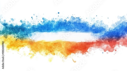 National Sovereignty Day Argentina Vivid abstract watercolor splash in blue, orange, and yellow
