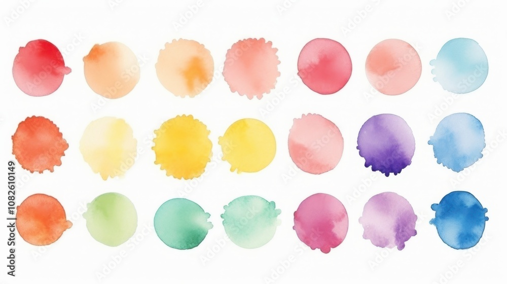 Day Without Art Day Vibrant watercolor circles in pastel and bold colors on white background Day Without Art Day Vibrant watercolor circles in pastel and bold colors on white background