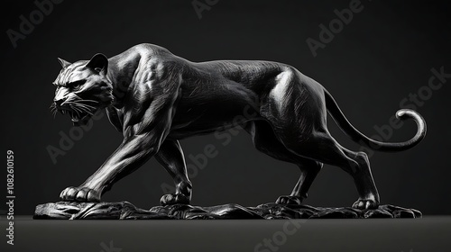 Black Panther Sculpture in a Predatory Pose photo