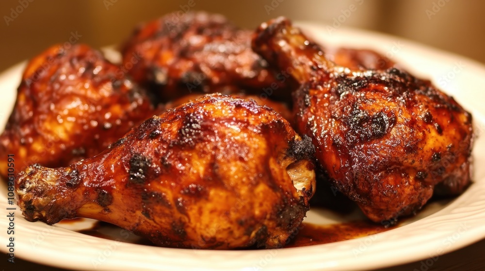 Delicious grilled chicken drumsticks with smoky barbecue glaze Delicious grilled chicken drumsticks with smoky barbecue glaze