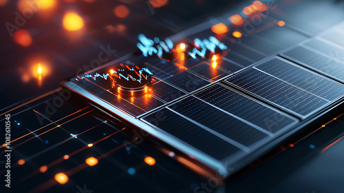 Wallpaper Mural close up of digital tablet displaying live stock market data with vibrant graphs and glowing elements, showcasing financial trends and analysis Torontodigital.ca