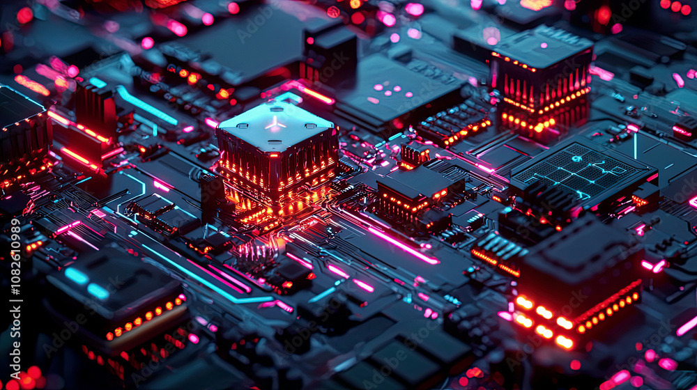 Fototapeta premium Ultra-realistic AI-driven cybersecurity layers with glowing multi-layer protection, safeguarding digital infrastructure