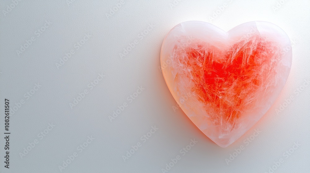 Soft glowing heart decoration minimalist setting artistic composition calm ambiance close-up view love concept Soft glowing heart decoration minimalist setting artistic composition calm ambiance close-up view love concept