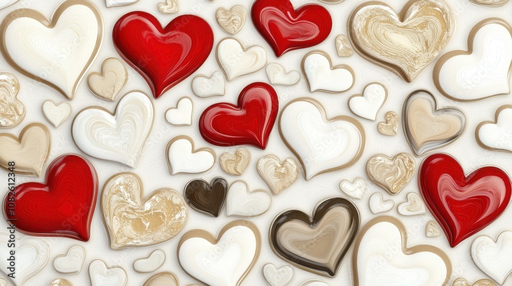 Obraz premium Abstract hearts melting together vibrant artwork digital creation colorful environment close-up perspective love concept