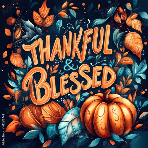 Obraz na płótnie Greeting card design for thanksgiving holiday. w salonie