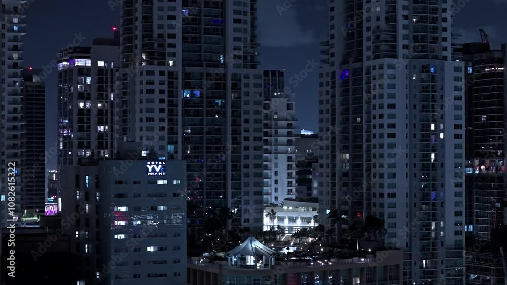 Miami Downtown skyscrapers by night aerial view - drone photography Miami Downtown skyscrapers by night aerial view - drone photography