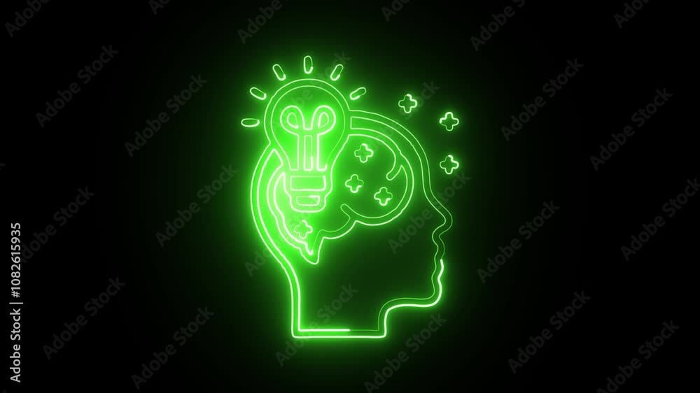 glowing neon resourceful icon isolated on black background with HD video and motion graphics glowing neon resourceful icon isolated on black background with HD video and motion graphics