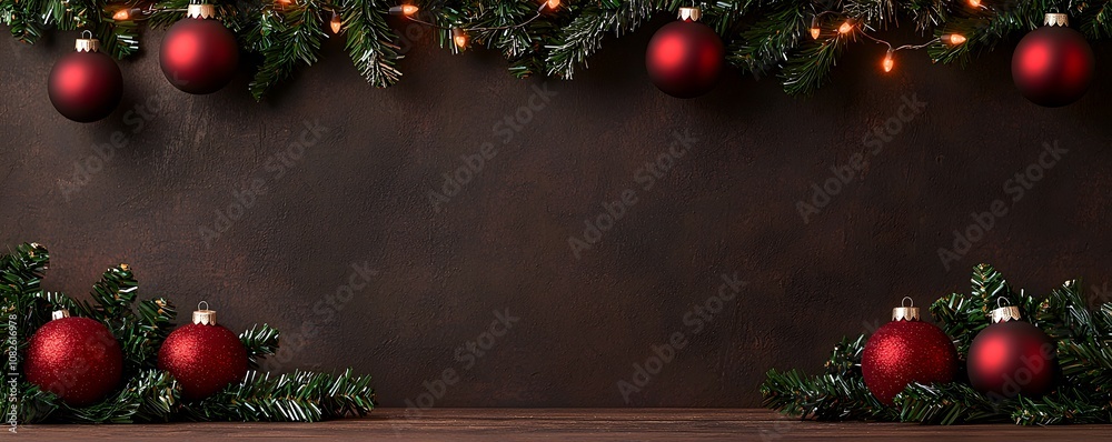 Rustic Christmas Mockup Background for Marketing - Warm Lights Wooden Textures and Green Garlands Perfect for Seasonal Product Presentations and Festive Promotions Rustic Christmas Mockup Background for Marketing - Warm Lights Wooden Textures and Green Garlands Perfect for Seasonal Product Presentations and Festive Promotions