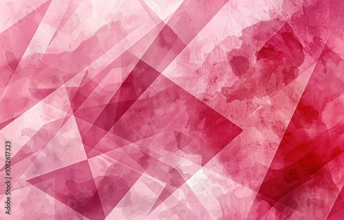 Wallpaper Mural Abstract Pink and White Watercolor Background with Geometric Shapes Torontodigital.ca