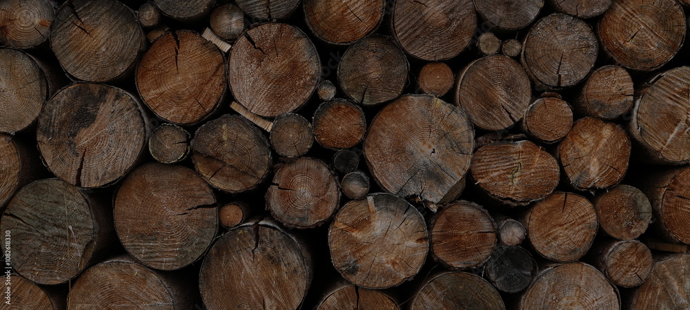 different round wooden disks as a background