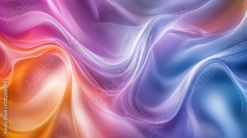 Wallpaper Mural Smooth Flowing Abstract Waves in Gradient Colors, Featuring Pink, Purple, Orange, and Blue, Ideal for Creative Digital Designs, Modern Art, and Sleek Branding Elements with a Futuristic Touch Torontodigital.ca