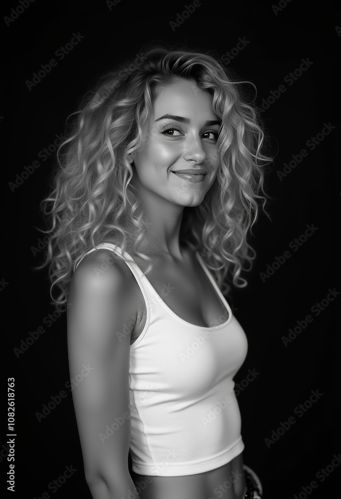 Naklejka premium black and white portrait of a woman