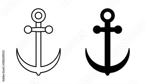 anchor icon. line and flat icon. vector illustration