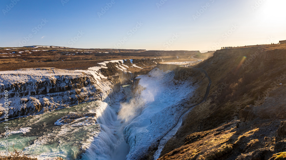Gullfoss in a cold march day in iceland