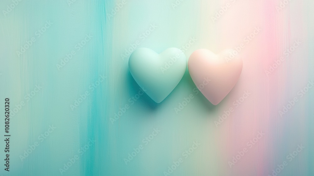 Soft pastel colored hearts display smooth background still life calm environment close-up love concept Soft pastel colored hearts display smooth background still life calm environment close-up love concept