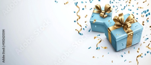 Celebratory gift boxes birthday party digital illustration festive atmosphere eye-level view joyful celebration concept