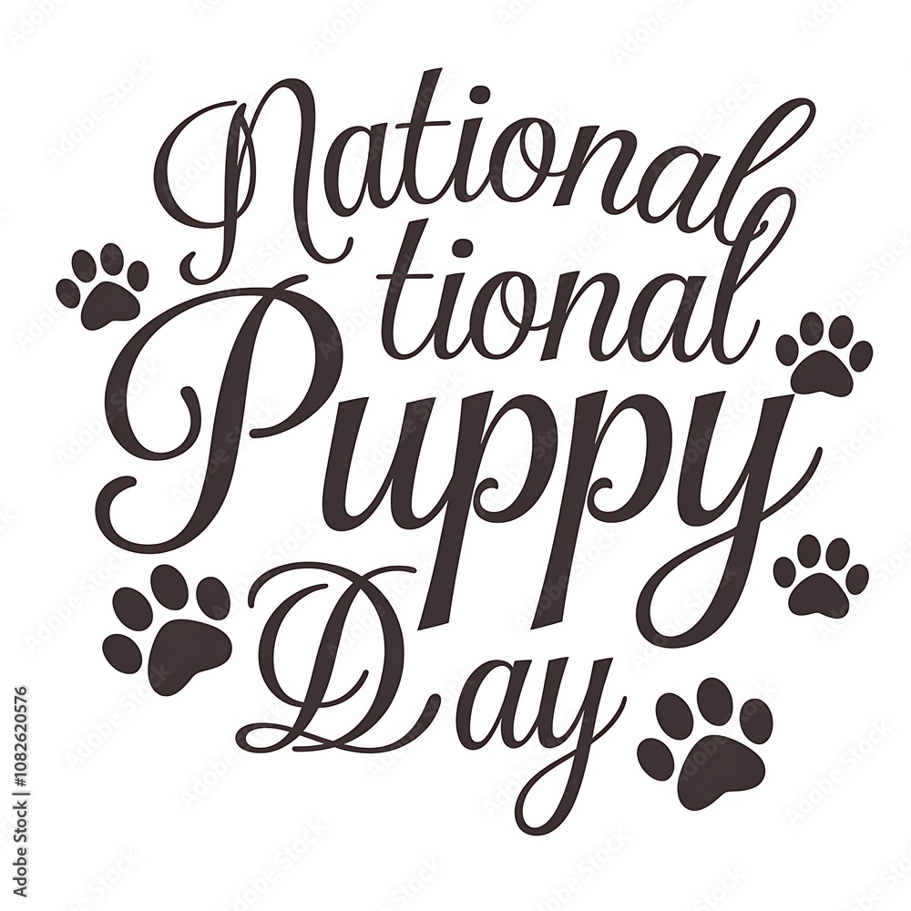 National Puppy Day Text with Paw Prints National Puppy Day Text with Paw Prints