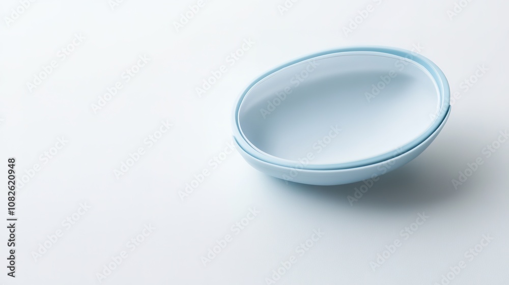 Minimalist blue bowl on white background with space for text Minimalist blue bowl on white background with space for text