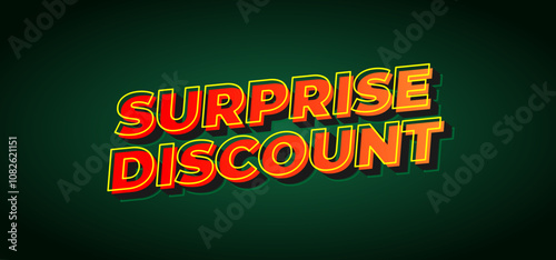 Surprise discount. Text effect in 3D look for banner or website header