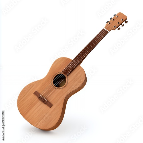 A wooden acoustic guitar isolated on white background. (1)