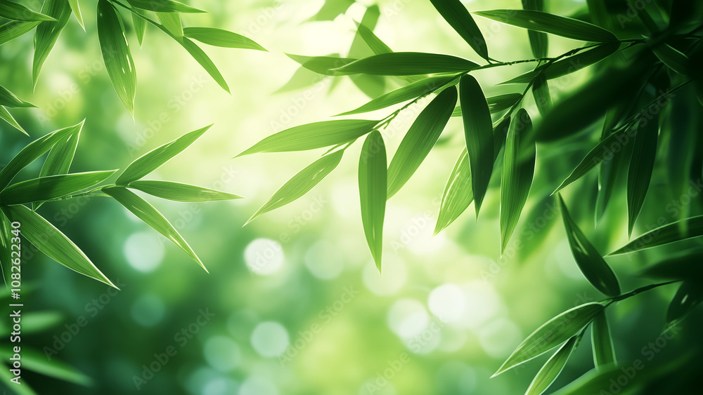 Obraz premium Refined Bamboo Leaves with a Blurred Background