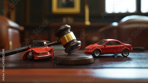 Wallpaper Mural Legal Vehicle Collision Case with Judge's Gavel and Model Cars Torontodigital.ca