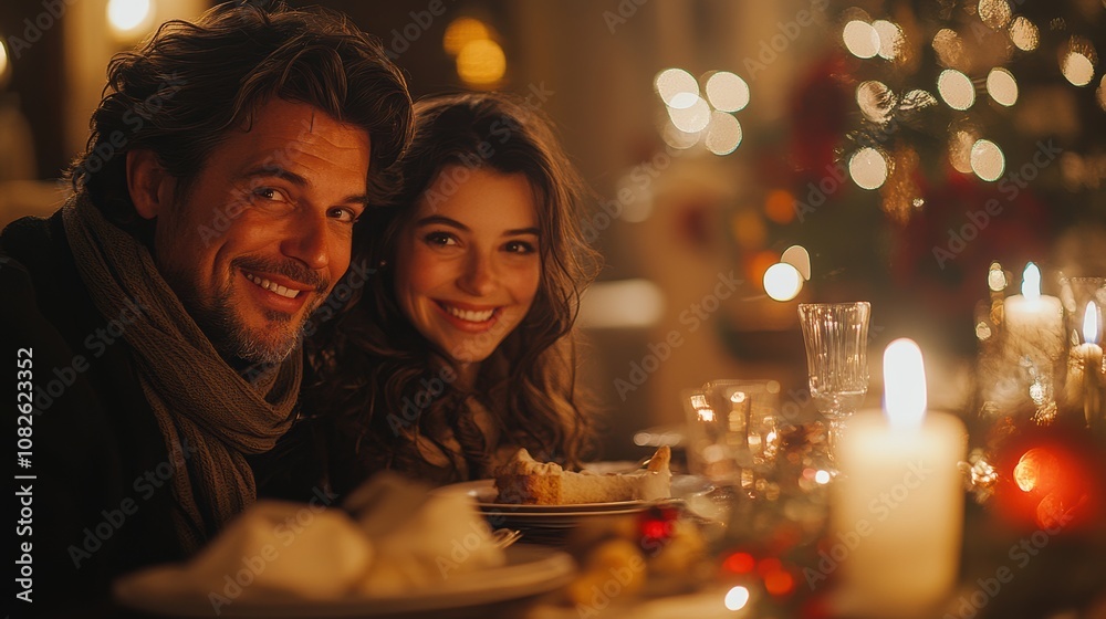 Family members of all ages enjoying a holiday meal, with grandparents telling stories and children listening eagerly, the table beautifully set with festive decorations and candles. Generative AI Family members of all ages enjoying a holiday meal, with grandparents telling stories and children listening eagerly, the table beautifully set with festive decorations and candles. Generative AI