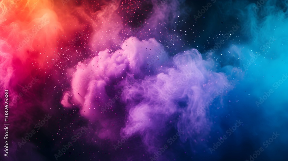 Naklejka premium Colorful explosion rainbow holi paint splash, color powder explosion, AI generated image