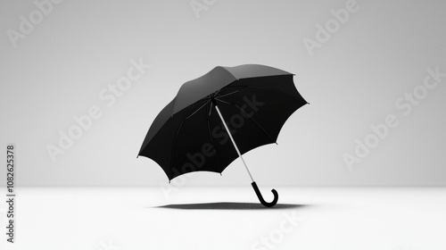 Minimalistic 3D model of an open umbrella with no fabric