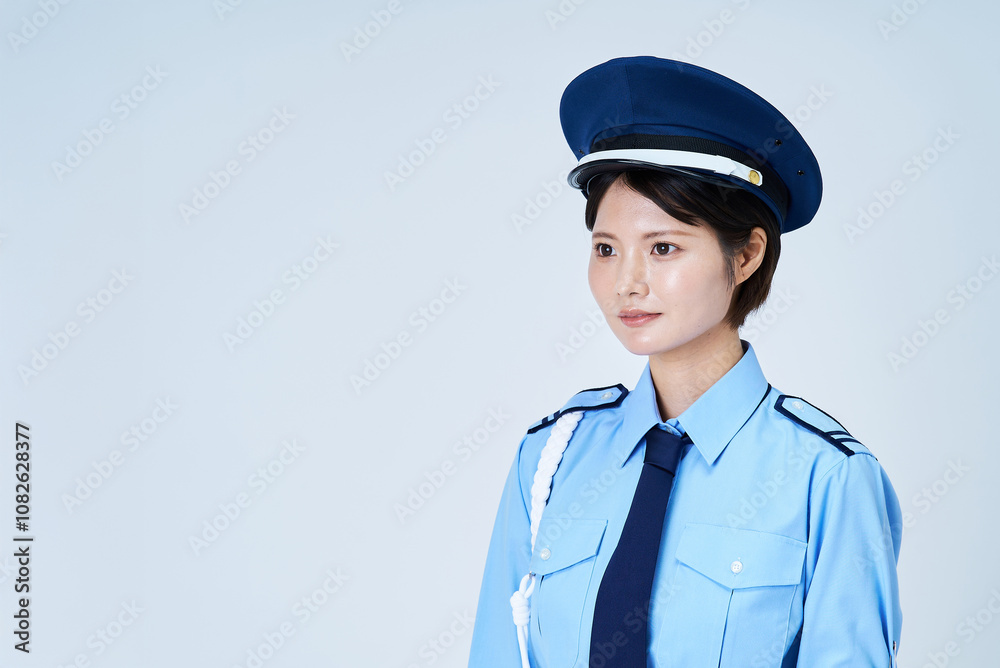 警備員・警察の制服を着た女性 警備員・警察の制服を着た女性