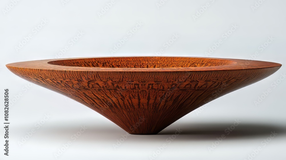 Obraz premium A wooden bowl with a unique design.