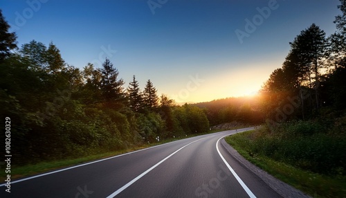 sunset on the road