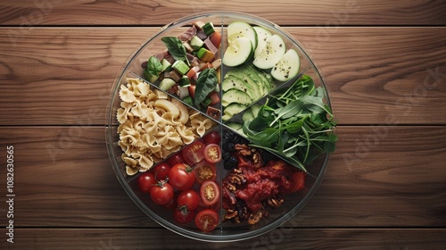 Healthy meal portions divided in a pie chart format