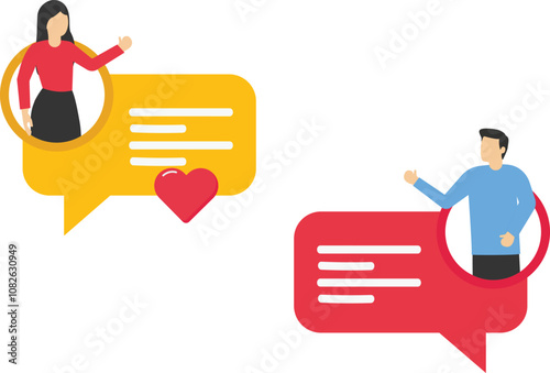 Smartphone sms speech bubbles push alerts on screen, digital or electronic chatting on cellphone. Online chat messages text notification on mobile phone. Vector illustration in flat style.

