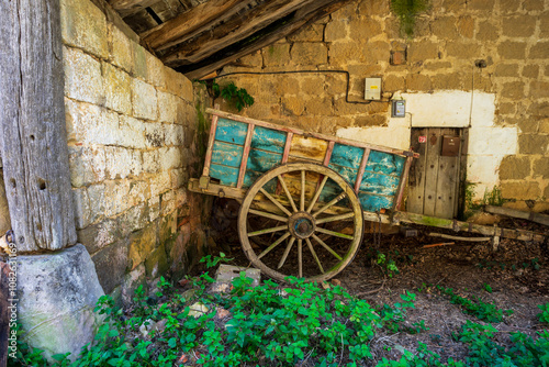 old horse cart, Virtus village, autonomous community of Castile and Leon, province of Burgos, Spain photo