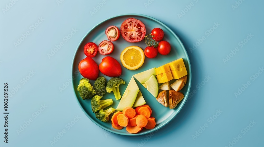 Healthy meal portions divided in a pie chart format Healthy meal portions divided in a pie chart format