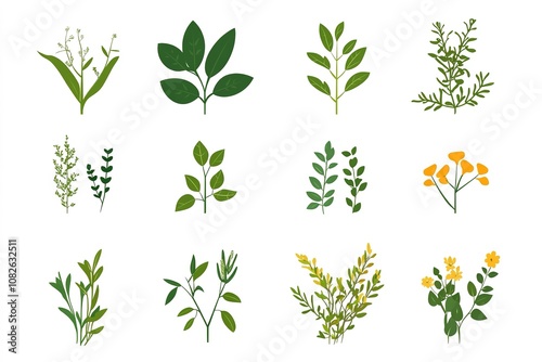Wallpaper Mural Collection of various green herbal plants Torontodigital.ca