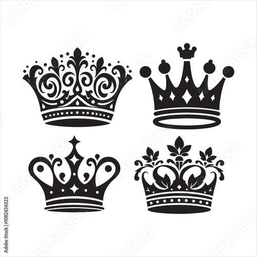 Crown silhouette vector art illustration