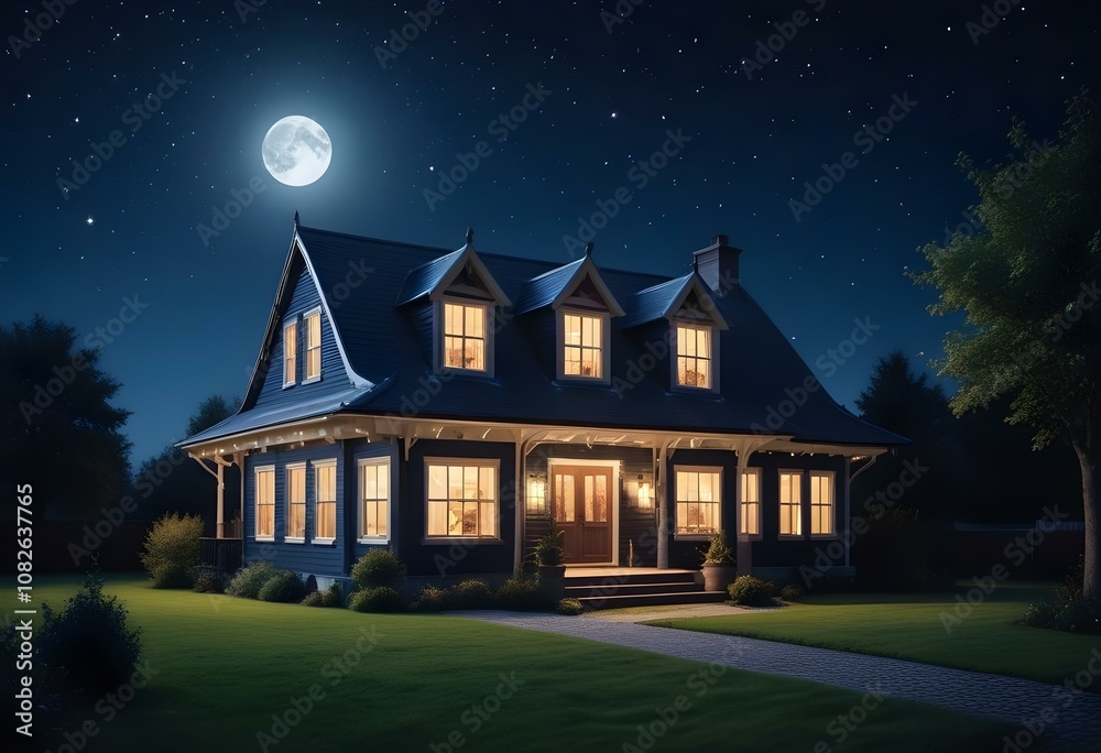 3d Peaceful and Beautiful Home isolated on with different colour of background